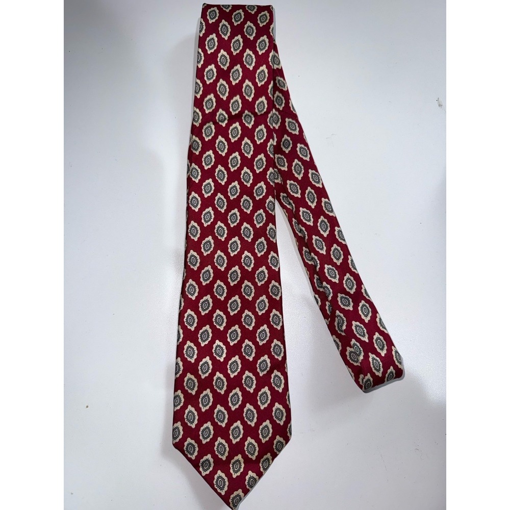 Christian‎ Dior Men's Necktie Red 100% Silk Woven In Italy Made In USA R